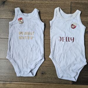 Baby Onesie Bundle 3–6M Peanut Butter & Jelly Graphics (2 Pack)